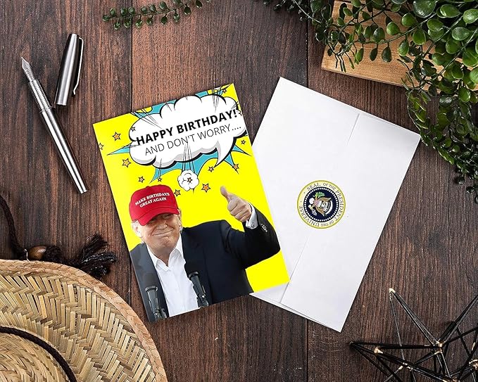 GIFTING GIGGLES Funny Donald Trump Birthday Card | Political Birthday Cards | Great President Gag Gift for 30th 40th 50th 60th 70th 80th 90th | Comes with Presidential Seal - MADE IN USA