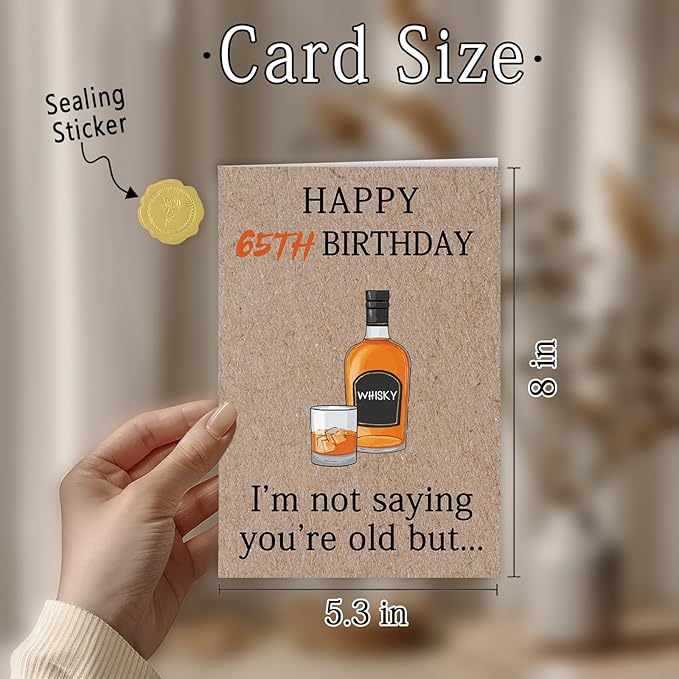 Funny 65th Birthday Gifts for Women Men, 65th Birthday Decorations for Dad Mom, 65 Year Old Bday Card for Man Husband