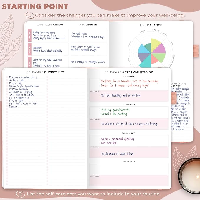 Clever Fox Self-Care Journal – Wellness & Daily Reflection Notebook – Mental Health & Personal Development Journal – Self-Care, Meditation & Mood Journal for Women & Men – Large (Peach Pink)