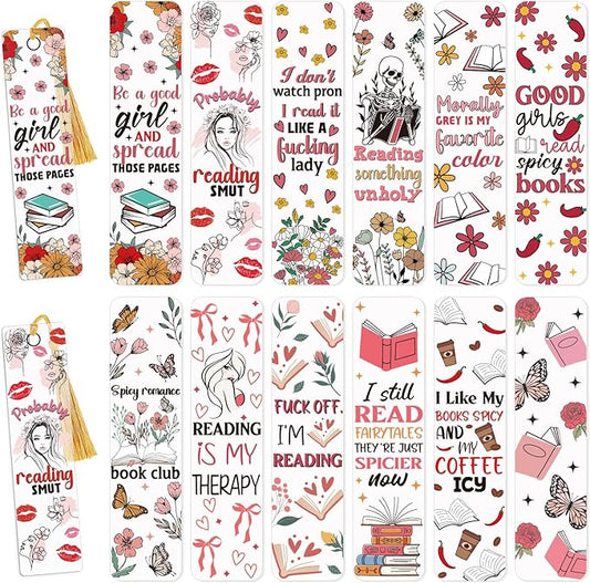 UV DTF Acrylic Bookmarks Stickers - 24 Pcs Red Dark Romance Bookmarks Uvdtf Stickers Decals for Book Lovers, Rose Skull Flower Rub on Transfer Stickers Craft Decal for Reading Lover(Only Stickers)