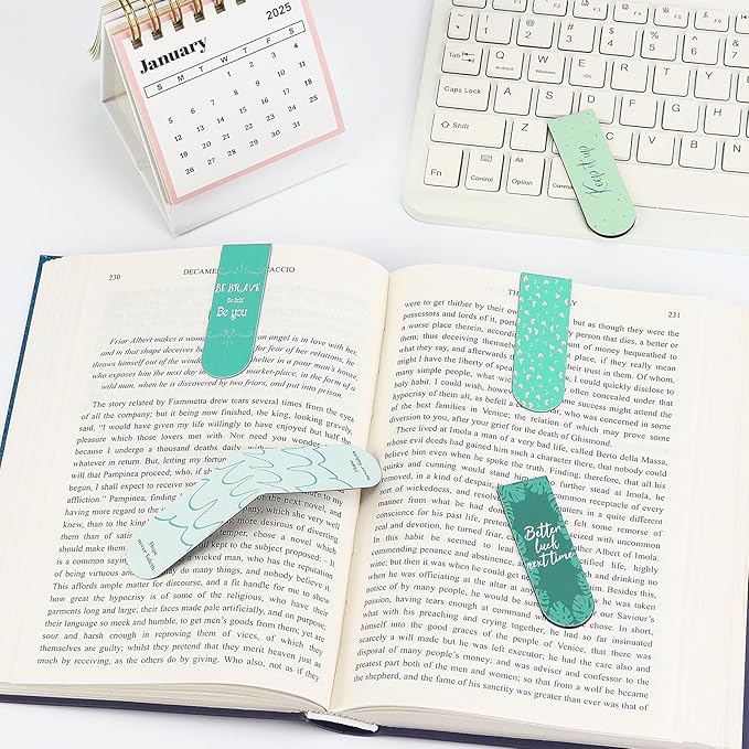 5Pcs Magnetic Bookmarks T-S Bookmarks Page Markers for Fans Readers, Women, Book Lovers, Students Teachers, Funny Office Supplies Stationery Gifts Used in Office, School, Home (Plant)