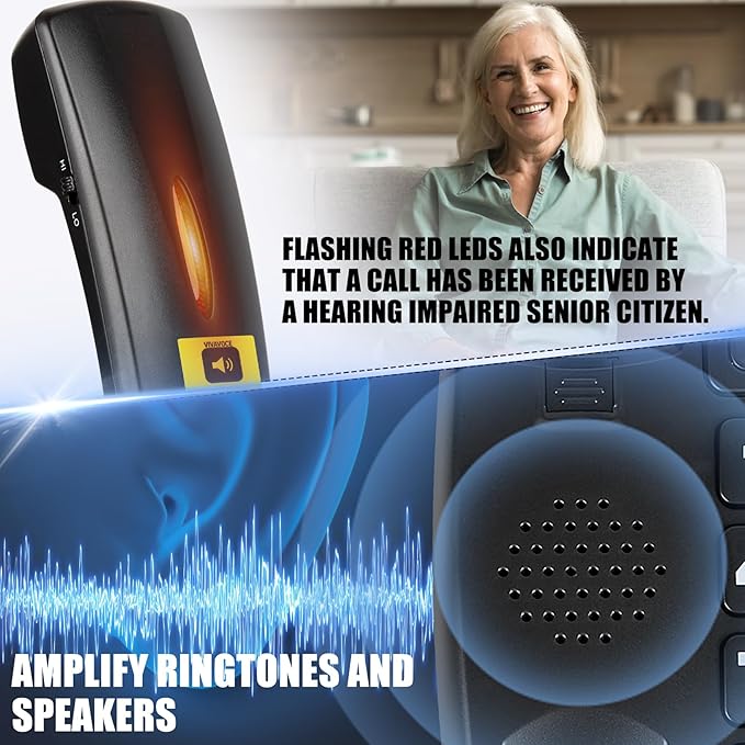 Landline Phones for Home, Big Button Phone for Seniors, House Corded Phones with Speaker and LCD Display, One Touch Speed Dialing, Volume Adjustable, Caller ID Light, Hands-Free Function