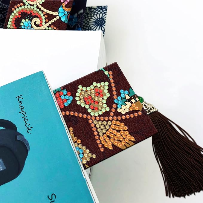 pigpigboss Colorful Flower Bookmark Diamond Painting Kit 2 Pieces Diamond Painting Arts Flower Bookmark Diamond Painting Set for Adult Book Decor Bookmark Diamond Dot (21 X 6 CM)