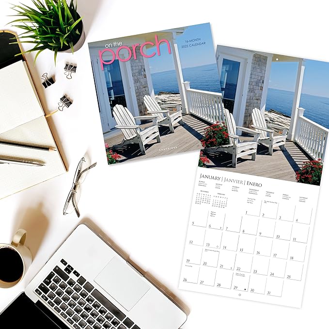 Graphique 2025 On the Porch Wall Calendar | 12” x 12” | Thick Paper | Home & Office Organizer | Large Monthly Grid | 3 Languages & Marked Holidays | 4 Month Preview Page for 2026