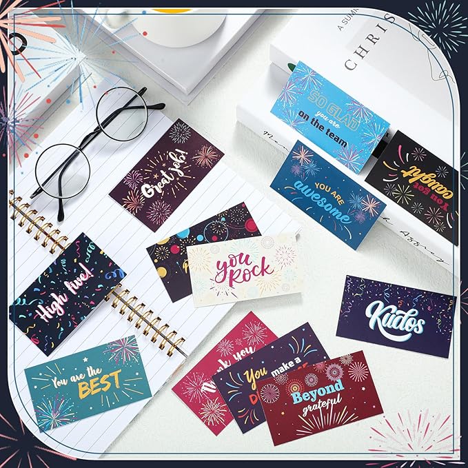 Yeaqee 240 Pcs Employee Appreciation Kudos Cards Funny Blank Back Motivational Card Encouragement Thank You Note Recognition Card for Teacher College Affirmation Gift(Flame)