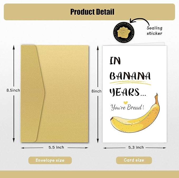 Funny Banana Birthday Cards for Men Women, Humorous Birthday Card for Him or Her, Happy Birthday Card Gifts for Best Friends, In Banana Years You're Bread...