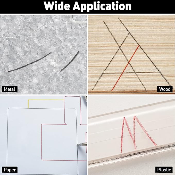 Hiboom 5 Pcs Mechanical Carpenter Pencil, 30 Pcs Refills Needle Nose Tip Hole Marker with Built in Sharpener, Scribe Making Tools for Woodworking, Design Patent (Yellow, Red, Green, Blue, Black)