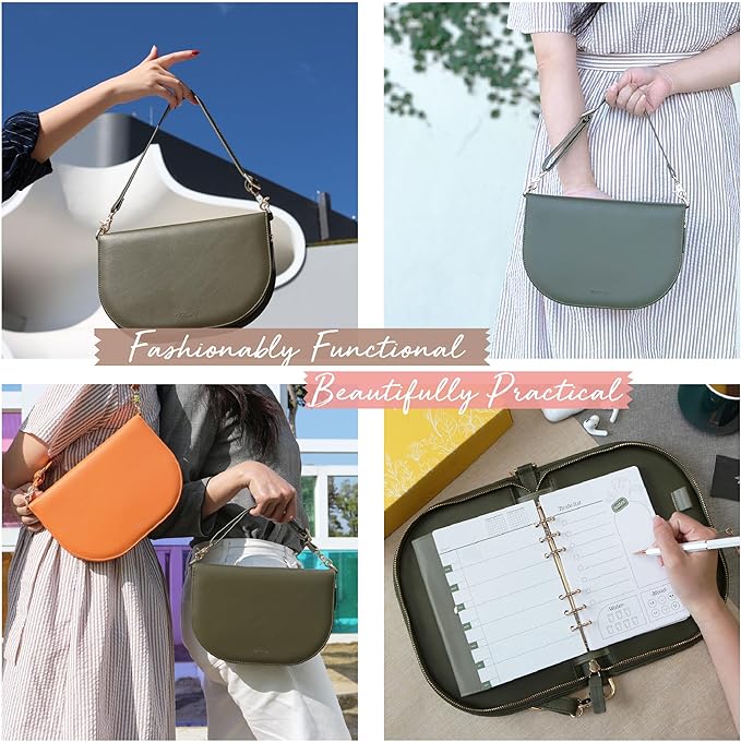 The Luna Premium Leather Journal Cover with 48 Sheets of Refill Paper & A Metal Ballpoint Pen - Compatible with A6 6-Ring Binder - Gift for Women - Journal Gift Set for Birthday