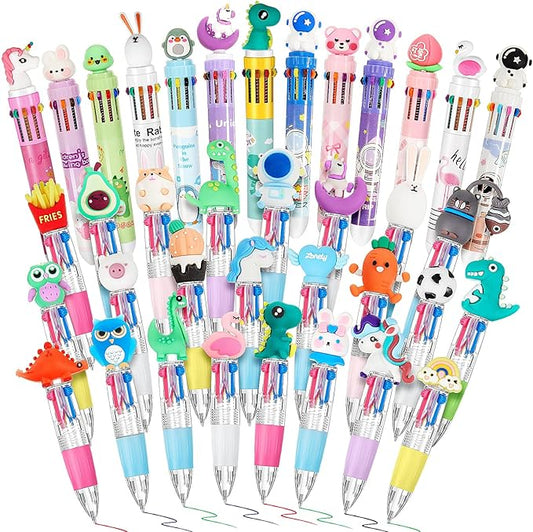 36 Pcs Multicolor Pen in One Include 4 In1 and 10 in 1 Colored Cute Pens Retractable Cartoon Ballpoint for Valentine‘s Day Birthdays Office Gifts (Cute)