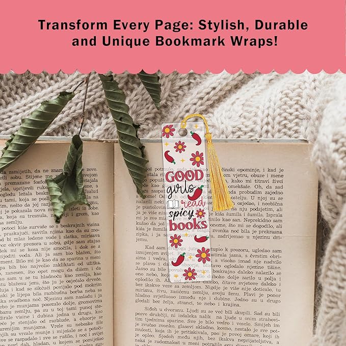 UV DTF Acrylic Bookmarks Stickers - 24 Pcs Red Dark Romance Bookmarks Uvdtf Stickers Decals for Book Lovers, Rose Skull Flower Rub on Transfer Stickers Craft Decal for Reading Lover(Only Stickers)