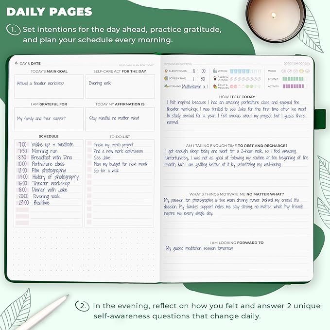 Clever Fox Self-Care Journal – Wellness & Daily Reflection Notebook – Mental Health & Personal Development Journal – Self-Care, Meditation & Mood Journal for Women & Men – A5 Size (Forest Green)