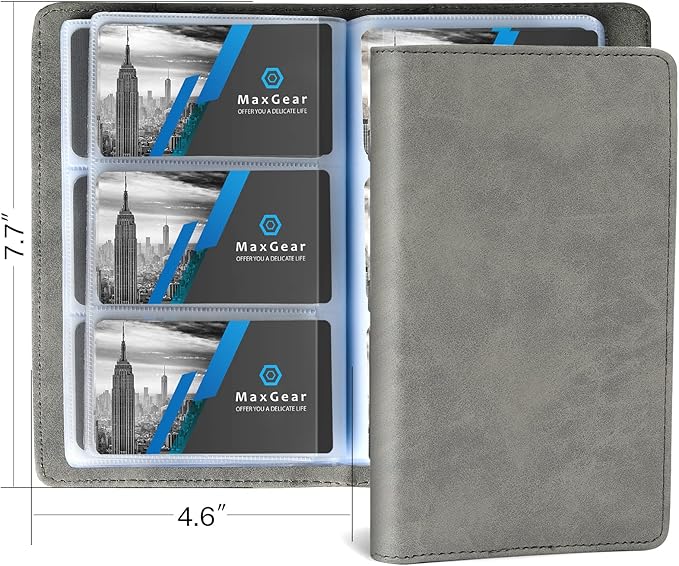 MaxGear Business Card Organizer, 240 Cards Book Portable Business Card Holder for Men & Women, Professional PU Credit Cards Binder File Storage, Dark Gray