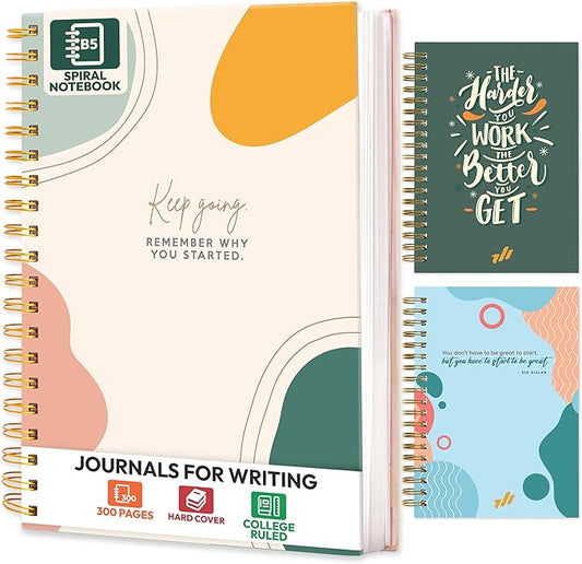 3-Pack Spiral Notebook - 10.25" x 7.25" 3 Subject Notebook, College Ruled Notebook, B5 Journaling Notebooks,100 GSM Notebook with Divider, 300-Page Notebooks for School, School Supplies
