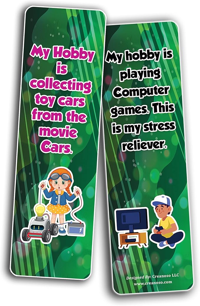 Creanoso My Hobbies Bookmarks (2-Sets X 6 Cards) – Daily Inspirational Card Set – Interesting Book Page Clippers – Great Gifts for Adults and Professionals
