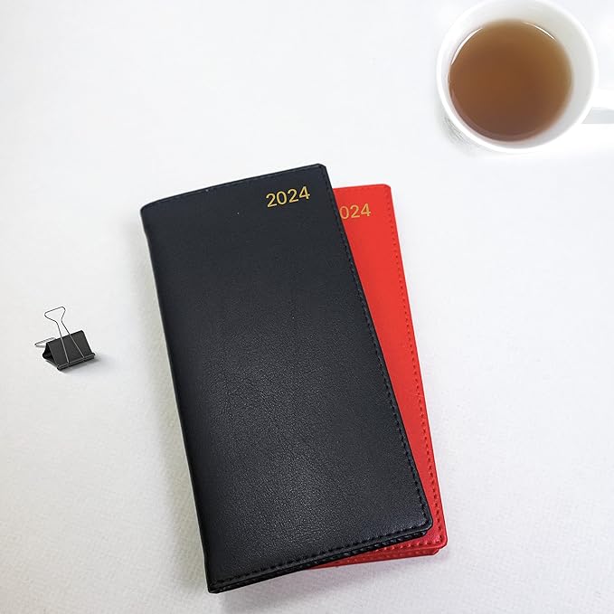 Letts of London Belgravia Weekly/Monthly Planner, 12 Months, January to December, 2024, Vertical, Slim Size, 6.625" x 3.25", Red (C33SURD-24)