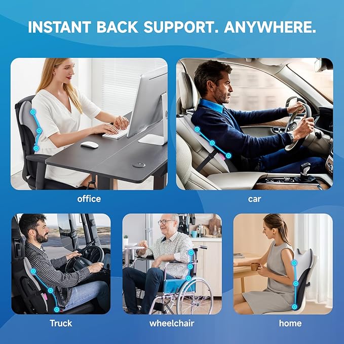 Lumbar Support Pillow for Office Chair Car, Gaming Chair Lower Back Pain Relief Memory Foam Cushion with 3D Soft Cover Enhance Your Driving Comfort Ergonomic Orthopedic Car Back Rest