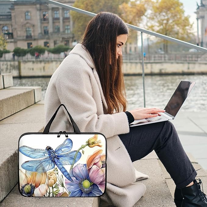 Laptop Sleeve Case Bag 15 inch, Blue Dragonfly Slim Carrying Case Durable Handbag Travel Laptop Bag for 15 inch MacBook Air M3/M2/15 Pro/Surface Laptop 7/6/5/4/3/ Dell XPS 15 Plus