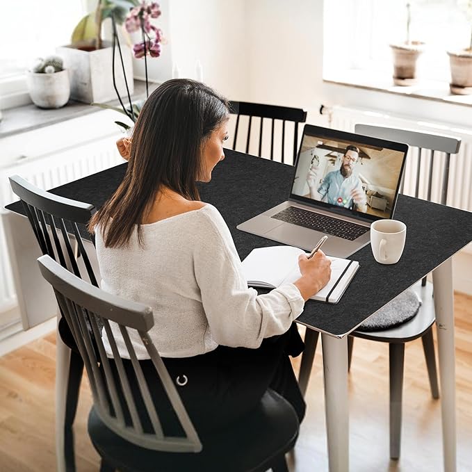 Large Felt Desk Mat,47.2"x 23.6",Non-Slip Desk Pad for Office and Home,120x60cm Full Table Mouse Pad,Keyboard Mats for Desk,Desktop Protection(Dark Gray)