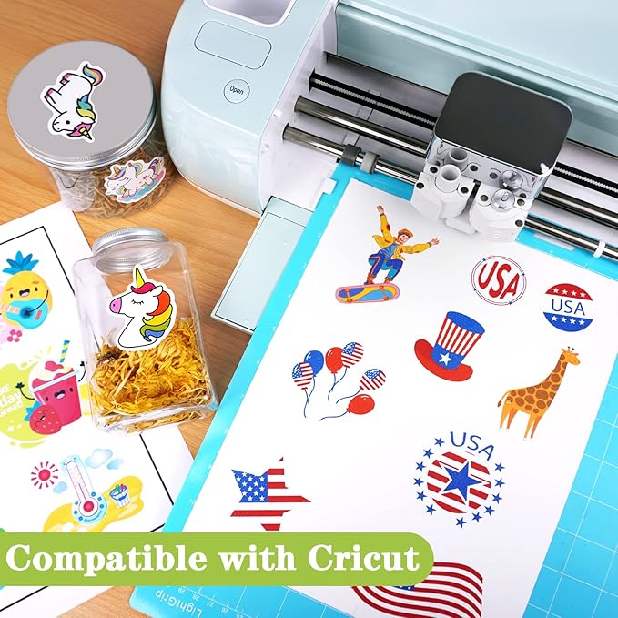 Lzerking Printable Vinyl Sticker Paper for Inkjet Printer 100 Sheets Matte White Waterproof 8.5x11 Inches