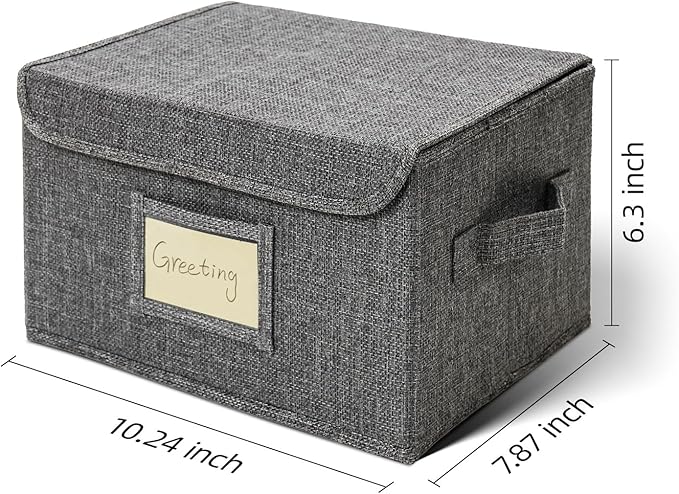 Vienrose Greeting Card Organizer Storage Box with 20 Removable Dividers, 84 Self-stick Labels, Perfect for Photos, Envelopes, Scrapbooking, Paper, Stickers Holder 2 Pack Grey