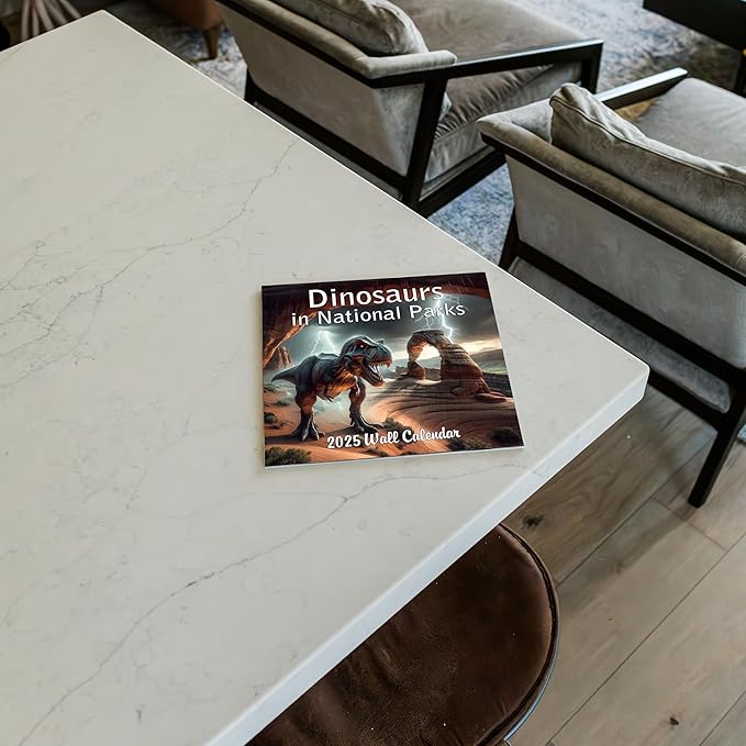 2025 Dinosaurs in National Parks Monthly Wall Calendar | 12" x 24" | Thick Sturdy Paper | Dinosaur Calendar 2025