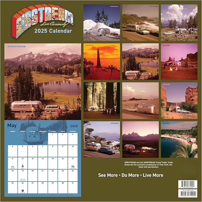TF PUBLISHING 2025 Airstream: Heritage Wall Calendar Case of 48 - Large Grids for Appointments and Scheduling - Vertical Monthly Wall Calendar 2025 - Premium Matte Paper - 12" x 12"