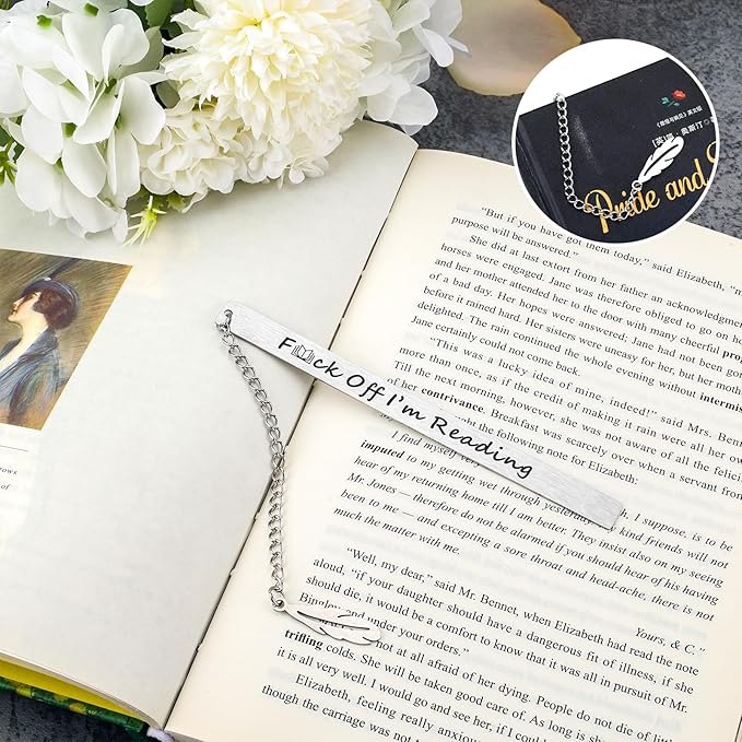 Funny Bookmarks for Women Men Metal Book Marker Bulk Feather Tassels Personalized FCK Off I'm Reading Bookmark Cute Cool Smutty Bookmarks Gifts for Book Lovers Coworker Reader Graduation Adults