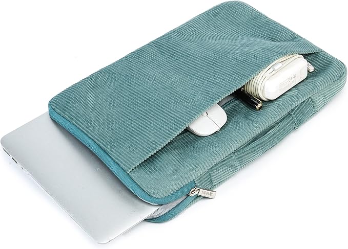 Kinmac Corduroy 360° Protective Water Resistant Laptop Case Bag Sleeve Compatible with LG Gram 16 inch and 15.6 inch-16 inch Laptop (Green)