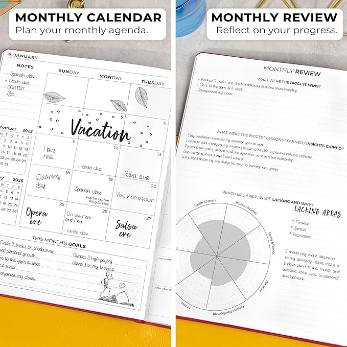 Clever Fox Planner PRO Premium Jan 2025-Jan 2026 – Luxurious Weekly, Monthly & Budget Agenda Organizer for Productivity & Reaching Goals, A4 Hardcover + Keepsake Box – Red