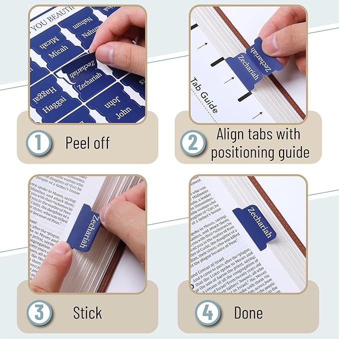 Mr. Pen- Bible Tabs, 75 Tabs, Sapphire Blue, Laminated Bible Tabs for Women and Men, Bible Tabs for Study Bible, Bible Index Tabs, Bible Book Tabs, Bible Labels Tabs, Mr Pen Bible Tabs