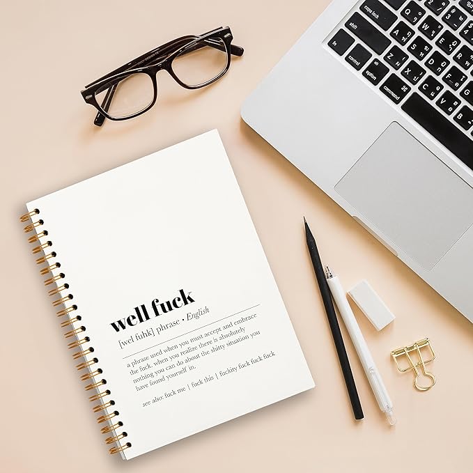 Tizzer Funny Well F Definition Lined Hardcover College Ruled Spiral Notebook Journal for Work Notes Journaling 5.5×8.3 Inch,Sympathy Gifts for Bad Day,Loss Job,Pet Loss,Breakups,Condolence