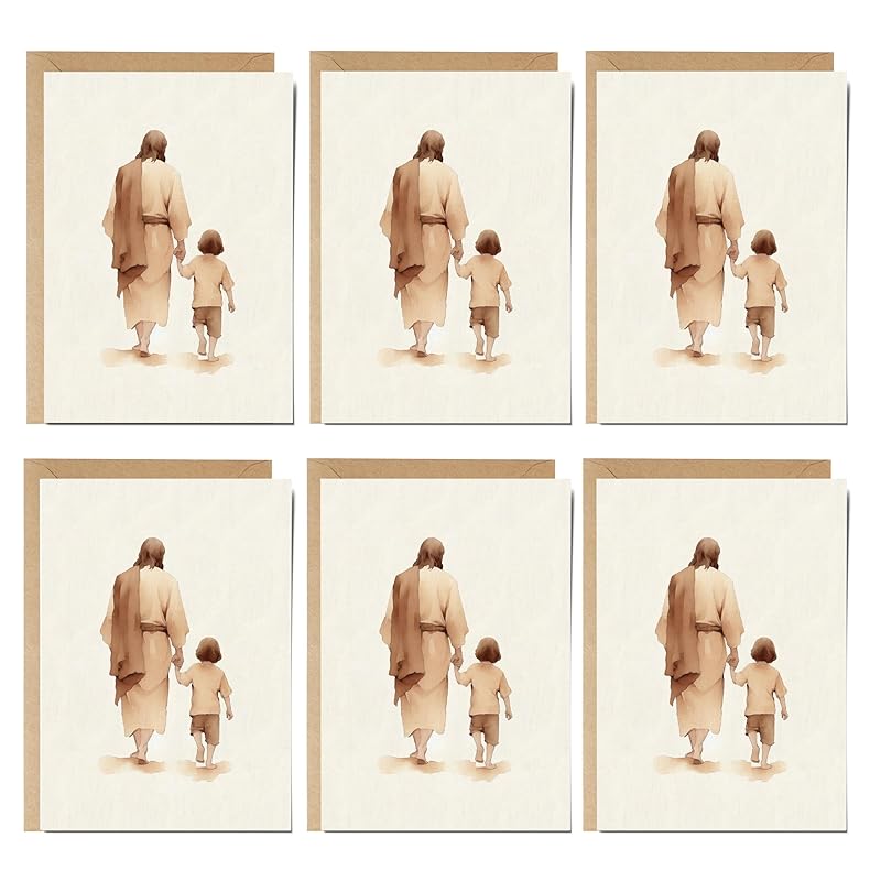 | The Way He Leads | Christian Greeting Cards Set of 6 with Envelopes | Scripture Biblical Cards, Jesus Decor Christian Gifts for Women, Religious Gifts Christian Décor (5"x7")
