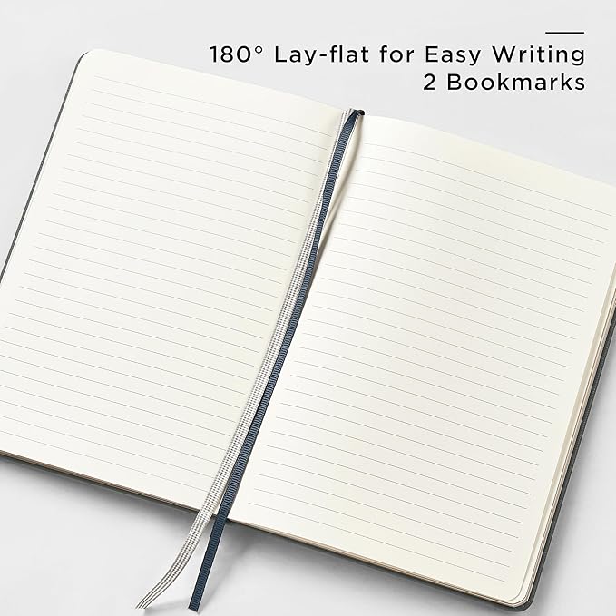 A5 Lined Journal and Pen Set, Hardcover Notebook with Pen, 160 Pages 100gsm Thick Ruled Paper for for Women Men Work Business School or Home Writing, 5.7'' x 8'' (Dark Blue)