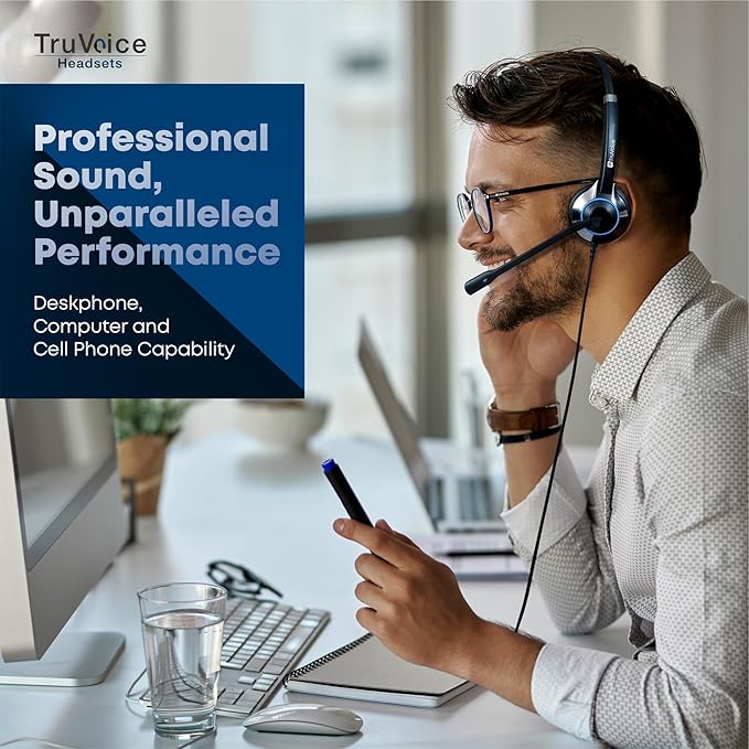 TruVoice Headset Training Solution (Includes 2 x HD-500 Premium Single Ear Headsets with Noise Canceling Microphone,Training Cord and Smart Lead - Works with 99% of Phones with Headset Port)