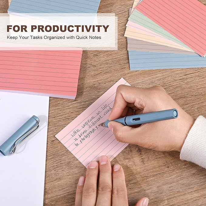 3x5 Index Cards Ruled Lined, 216 Pcs Flash Cards Study Cards for Learning and Studying, Lined Ruled Notecards for Home, School Supplies,Aesthetic Vintage Self Note Taking and Studying-Neutral Colors