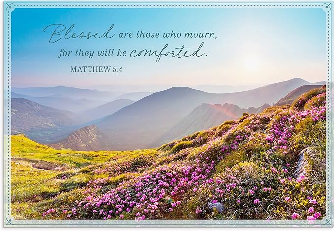 DaySpring - Sympathy - Blessed are Those Who Mourn - 4 Nature Landscape Design Assortment with Scripture - 12 Sympathy Boxed Cards & Envelopes (U0060)