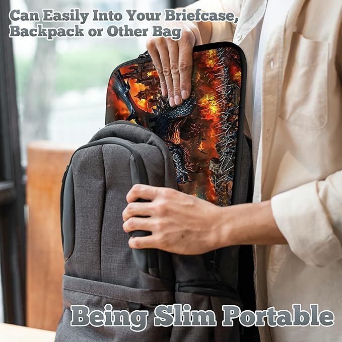 Laptop Sleeve Case Bag 13 inch, Fire Fierce Dragon Slim Carrying Case Durable Handbag Travel Laptop Bag for 13 inch MacBook Air M3/M2/Pro M2/ 13" iPad Pro/Air M4/M2 2024