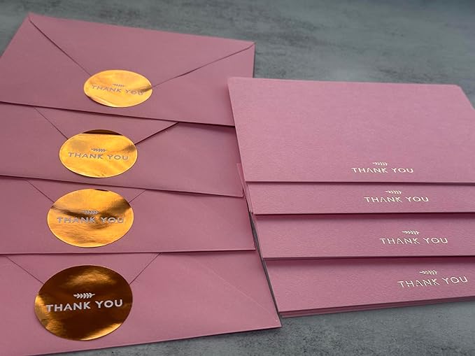 RUN2PRINT Thank You Cards with Envelopes and Stickers, Pack of 36
