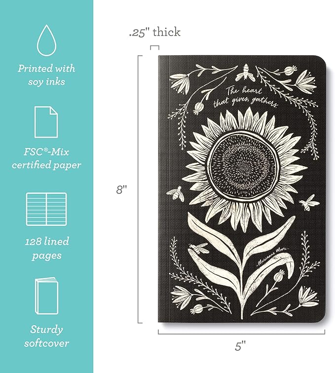 Compendium Softcover Journal - The heart that gives, gathers. – A Write Now Journal with 128 Lined Pages, 5″W x 8″H