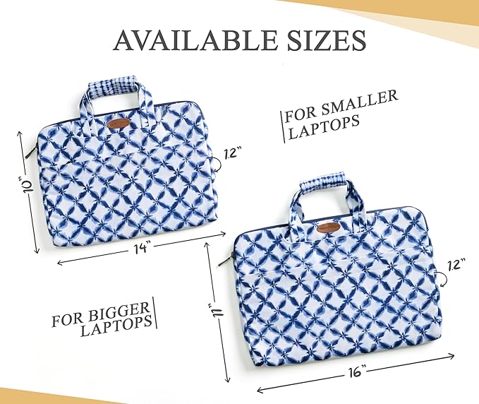 Maison d'Hermine Laptop Bag upto 13.5 inch Stain and water repellent Cotton canvas - shibori