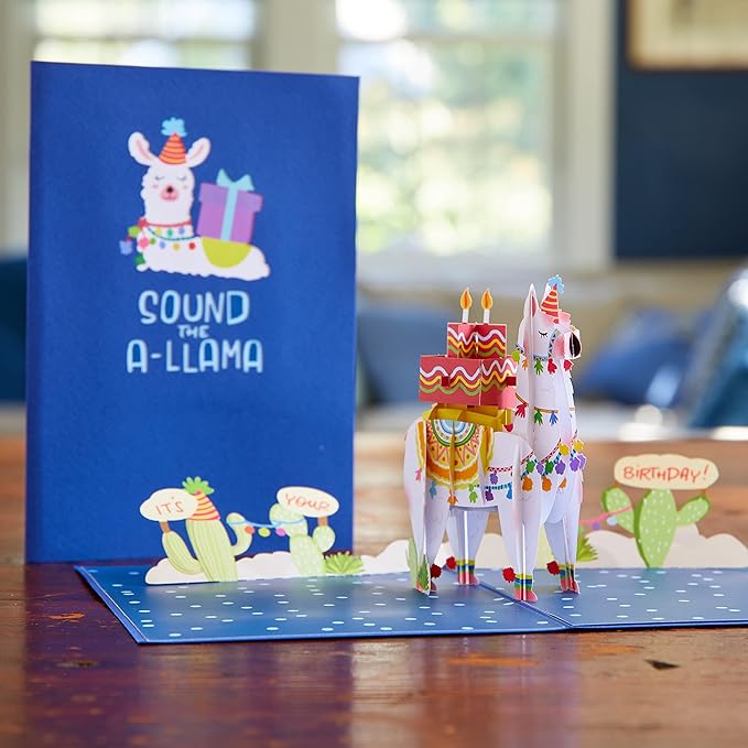 Lovepop Birthday Pop-Up Card for Her, Him, Men, Women - 3D Animal Greeting Cards - Sound The A-Llama - 5" x 7" - Blank Notecard & Envelope Included