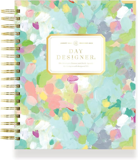 Day Designer 2025 Daily Planner – Premium Planner for Stylish Organization. Combines Monthly Calendar, Hourly Schedule, To-Do List, Gratitude, Goal Setting, Inspirational Quotes, Stickers & More. Elegant laminated Cover with Gold Accents (Monet)