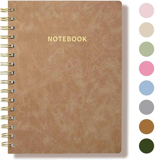 Spiral Notebook College Ruled Soft Cover Suede Aesthetic Note book 160 Pages 8.5" x 6.34" For Work Note taking,Journals For Writing School Office With Double-Sided Pocket,100GSM Thick Paper