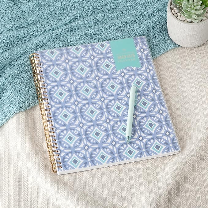 Blue Sky Day Designer 2025 Weekly and Monthly Planner Calendar, January 2025 - December 2025, 8.5" x 11", Flexible Frosted Cover, Wirebound, Storage Pocket, Tile