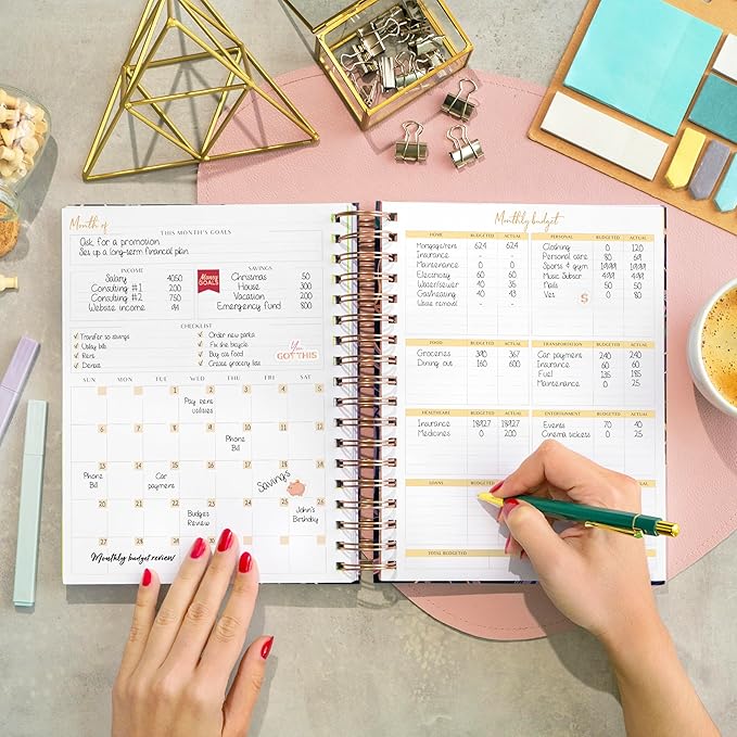 PLANBERRY Large Budget Planner & Monthly Bill Organizer with Pockets – Budgeting Book, Finance & Expense Tracker, 8.3x9.4″ (Wild Purple)