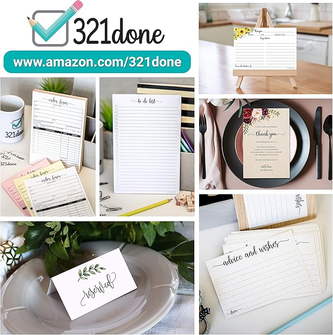 321Done Recipe Cards (Set of 50) 4x6 - Rustic Kraft Tan - From the Kitchen Of - Large Double-Sided Premium for Weddings, Bridal Shower, Baby - Made in USA - Minimalist