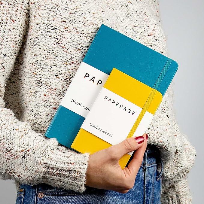 PAPERAGE Lined Pocket Journal Notebook, 1 Pack, (Dark Green), 160 Pages, Small, 3.6 inches x 5.6 inches - 100 GSM Thick Paper, Hardcover