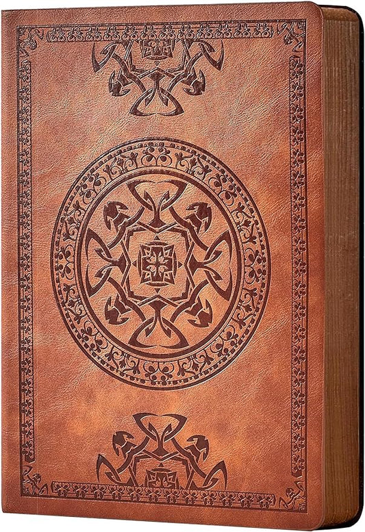 CAGIE Leather Vintage Journal for Men Soft Cover Lined Pages Notebook 180 Lay Flat for Writing Travel Diary, 5.7'' x 8.3'', Brown