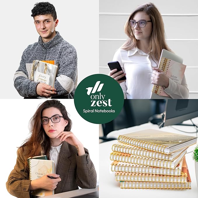 Journal for Women Spiral - 10.25" x 7.25" 300 Pages - Teacher Notebook, Hard Cover Spiral Notebook Pretty Notebooks for Women (Positive Vibe) Marble