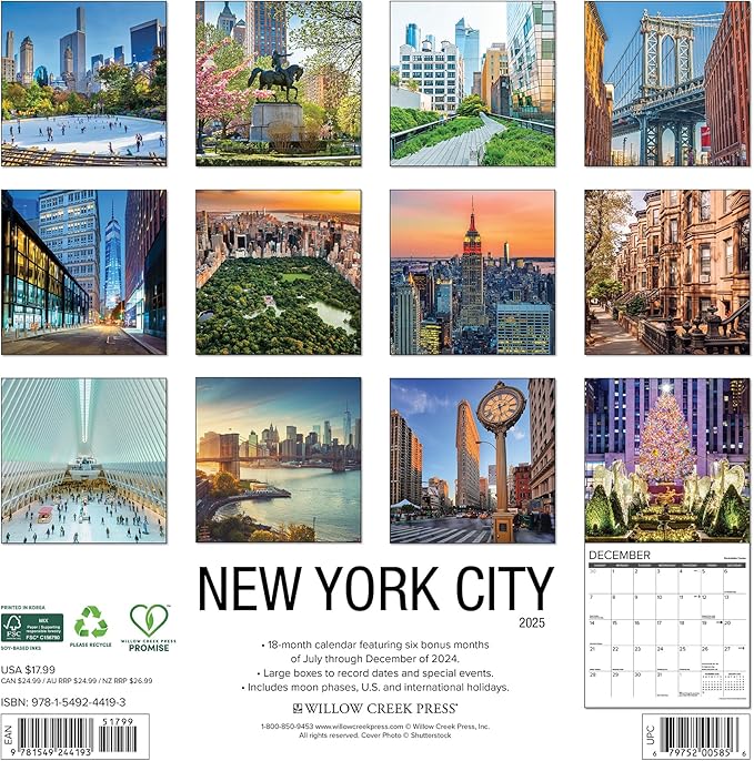 New York City 2025 12" x 12" Wall Calendar